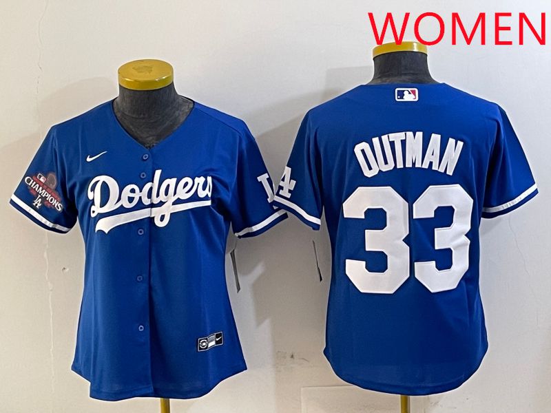 Women Los Angeles Dodgers #33 Outman Blue Game 2025 Nike MLB Jersey style 2